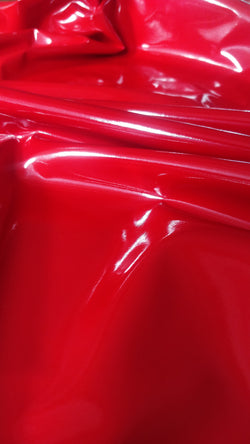 Shiny Finish on Poly Vinyl Fabric (Red)  (4 Way Stretch/Per Yard)