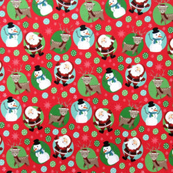 Santa and Snowman Print on Poly Spandex Fabric | (4 Way Stretch/Per Yard)