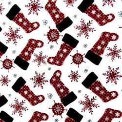 Christmas Stockings Print on Poly Spandex Fabric (Red/White) | (4 Way Stretch/Per Yard)