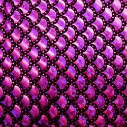 Fuchsia & Black Mermaid Fish Scale on Hologram Foil Spandex w/ Dots Fabric | (4 Way Stretch/Per Yard)