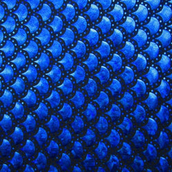 Blue & Black Mermaid Fish Scale on Hologram Foil Spandex w/ Dots Fabric | (4 Way Stretch/Per Yard)