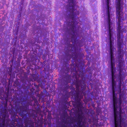 Purple Shattered Glass w/ Holographic Foil on Nylon Spandex Fabric | (4 Way Stretch/Per Yard)