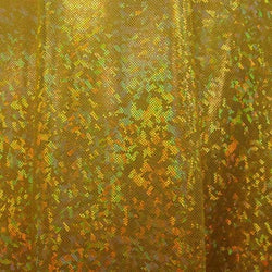 Gold Shattered Glass w/ Holographic Foil Spandex Fabric | (4 Way Stretch/Per Yard)