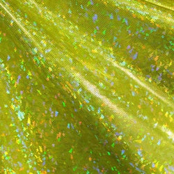 Silver & Yellow Shattered Glass w/ Holographic Foil Spandex Fabric | (4 Way Stretch/Per Yard)
