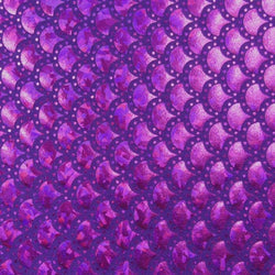 Purple Mermaid Fish Scale on Hologram Foil Spandex w/ Dots Fabric| (4 Way Stretch/Per Yard)