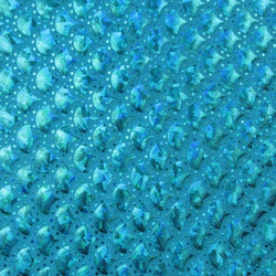 Turquoise Mermaid Fish Scale on Hologram Foil Spandex w/ Dots Fabric | (4 Way Stretch/Per Yard)