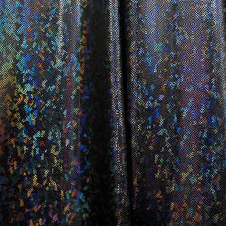 Black Shattered Glass w/ Holographic Foil Spandex Fabric | (4 Way Stretch/Per Yard)