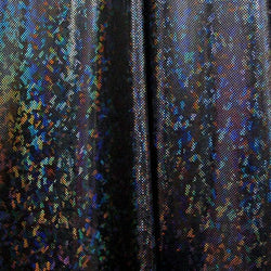 Black Shattered Glass w/ Holographic Foil Spandex Fabric | (4 Way Stretch/Per Yard)