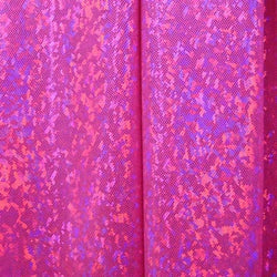 Hot Pink Shattered Glass w/ Holographic Foil Spandex Fabric | (4 Way Stretch/Per Yard)