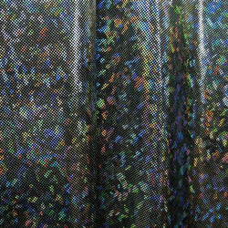 Silver & Black Shattered Glass w/ Holographic Foil on Nylon Spandex Fabric | (4 Way Stretch/Per Yard)
