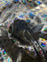 Silver & White Mermaid Fish Scale on Holographic Foil Spandex with Dots Fabric | (4 Way Stretch/Per Yard)