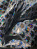 Silver & White Mermaid Fish Scale on Holographic Foil Spandex with Dots Fabric | (4 Way Stretch/Per Yard)
