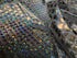 Silver & White Mermaid Fish Scale on Holographic Foil Spandex with Dots Fabric | (4 Way Stretch/Per Yard)