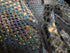 Silver & White Mermaid Fish Scale on Holographic Foil Spandex with Dots Fabric | (4 Way Stretch/Per Yard)