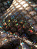 Silver & Black Mermaid Fish Scale on Hologram Foil Spandex w/ Dots Fabric | (4 Way Stretch/Per Yard)