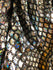 Silver & Black Mermaid Fish Scale on Hologram Foil Spandex w/ Dots Fabric | (4 Way Stretch/Per Yard)