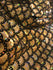 Gold & Black Mermaid Fish Scale on Hologram Foil Spandex w/ Dots Fabric | (4 Way Stretch/Per Yard)