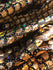 Gold & Black Mermaid Fish Scale on Hologram Foil Spandex w/ Dots Fabric | (4 Way Stretch/Per Yard)