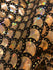 Gold & Black Mermaid Fish Scale on Hologram Foil Spandex w/ Dots Fabric | (4 Way Stretch/Per Yard)