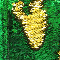 Reversible 4mm Kelly Green & Gold Sequins Fabric | (2 Way Stretch/Per Yard)