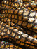 Gold & Black Mermaid Fish Scale on Hologram Foil Spandex w/ Dots Fabric | (4 Way Stretch/Per Yard)