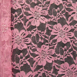 Honeybee Floral Pattern Stretch Lace Fabric | (4 Way Stretch/Per Yard) | Multiple Colors