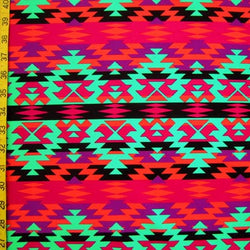 Aztec Tribal Pattern on Nylon Spandex Fabric | (4 Way Stretch/Per Yard)
