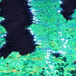Reversible 4mm Green & Black Iridescent Sequins Fabric | (2 Way Stretch/Per Yard)