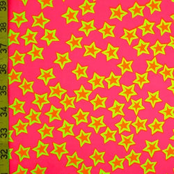 Glow-Like Neon Stars on Nylon Spandex Fabric (Multiple Colors) | (4 Way Stretch/By The Yard)