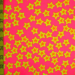 Glow-Like Neon Stars on Nylon Spandex Fabric (Multiple Colors) | (4 Way Stretch/By The Yard)
