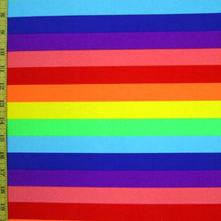 1" (One Inch) Striped Gay Pride Flag Fabric | (4 Way Stretch/Per Yard)