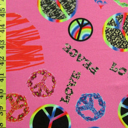 Love and Peace on Poly Spandex Fabric | (4 Way Stretch/By The Yard)
