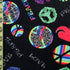 Love and Peace on Poly Spandex Fabric | (4 Way Stretch/By The Yard)