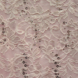 Glued Sequins on Lace Fabric | (2 Way Stretch/Per Yard)