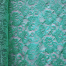 Floral Stretch Lace Fabric (Turquoise) | (4 Way Stretch/Per Yard)