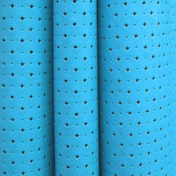 Solid Color Perforated Pleather Fabric w/ PU Coating (Turquoise) | (2 Way Stretch/Per Yard)