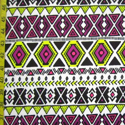 Vintage Aztec Print on Poly Spandex Fabric | (4 Way Stretch/Per Yard)