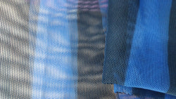 1" Stripes on Polyester Mesh Fabric (Royal Blue) | (4 Way Stretch/Per Yard)