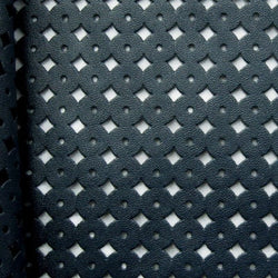 Solid Color Perforated Pleather Fabric w/ PU Coating (Dark Blue) | (2 Way Stretch/Per Yard)