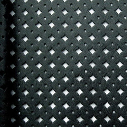 Solid Color Perforated Pleather Fabric w/ PU Coating (Black) | (2 Way Stretch/Per Yard)