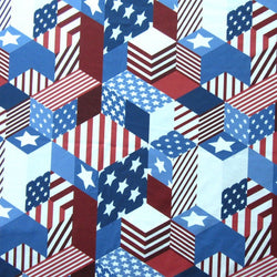 US Flag with Cube Design on Poly Spandex Fabric | (4 Way Stretch/Per Yard)