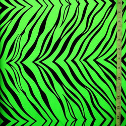 Exotic Zebra Print on Nylon Spandex Fabric (Neon Green) | (4 Way Stretch/Per Yard)