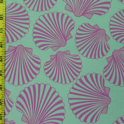 Seashell Print on Poly Spandex Fabric | (4 Way Stretch/Per Yard)