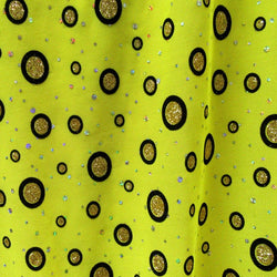 Shiny Circles with Glitter on Stretch Mesh Fabric | (2 Way Stretch/Per Yard)