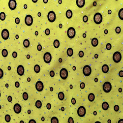 Shiny Circles with Glitter on Stretch Mesh Fabric | (2 Way Stretch/Per Yard)