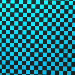 Checkerboard Print on Poly Spandex Fabric (Turquoise/Black) | (4 Way Stretch/Per Yard)
