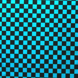 Checkerboard Print on Poly Spandex Fabric (Turquoise/Black) | (4 Way Stretch/Per Yard)