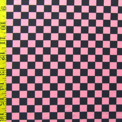 Checkerboard Print on Poly Spandex Fabric (Pink/Black) | (4 Way Stretch/Per Yard)