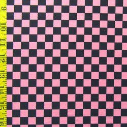 Checkerboard Print on Poly Spandex Fabric (Pink/Black) | (4 Way Stretch/Per Yard)