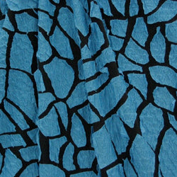 Abstract Print on Black Poly Spandex Fabric (Turquoise/Black) | (4 Way Stretch/Per Yard)